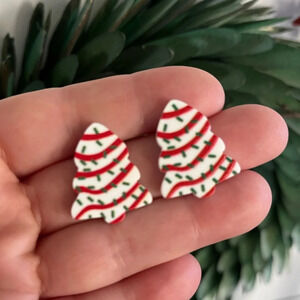 Brand new super ADORABLE Little Debbie Christmas tree inspired earrings …